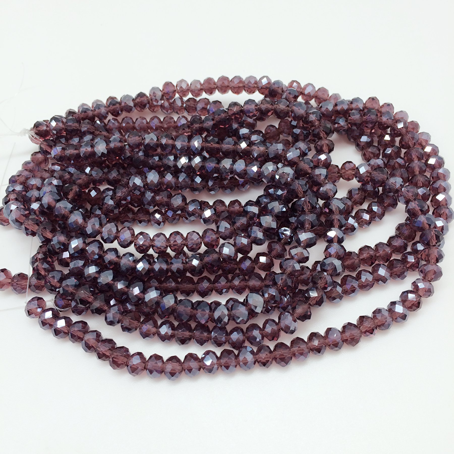 Lot De 63 Perles De Verre Anciennes Facettes Olive - 6.5x4.3 Mm, Couleur Violet, Pour Collection Ou Création