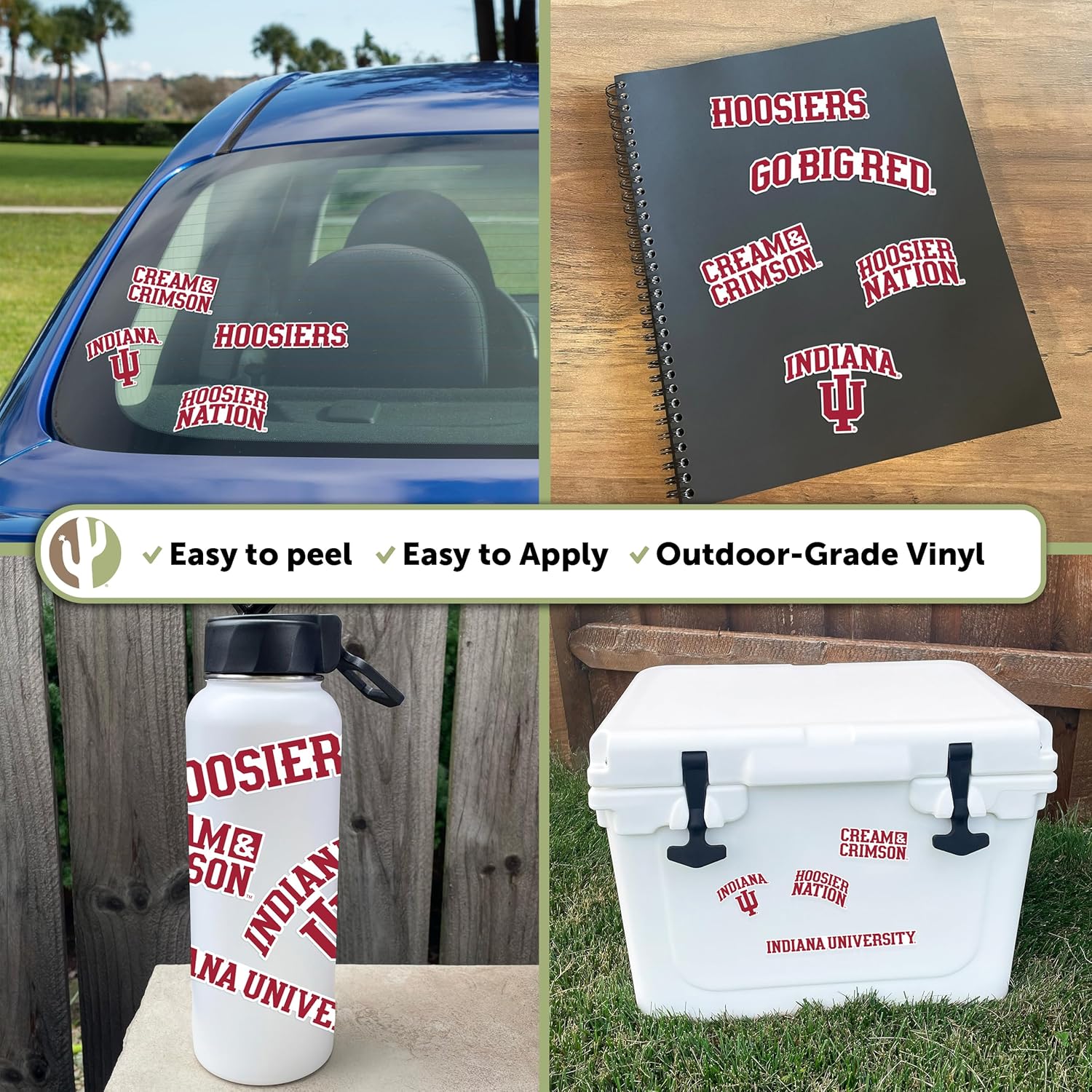 Desert Cactus Indiana University Sticker Hoosiers Bloomington Vinyl Decals Laptop Water Bottle Car Scrapbook Sheet T2 (Type 2) - Image 2