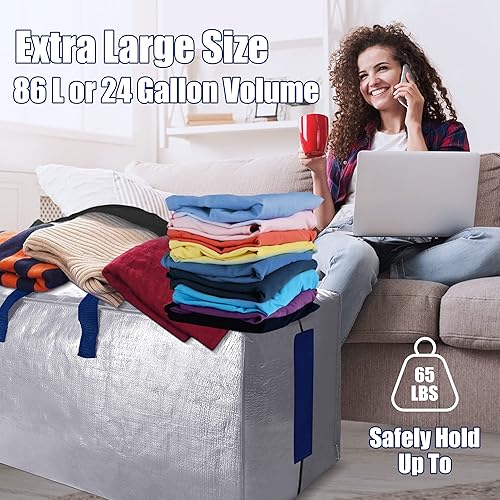 Miniatura 7 de SWEET DOLPHIN Paquete de 6 bolsas de mudanza extra grandes con cremalleras fuertes y asas de transporte, bolsa de almacenamiento resistente para