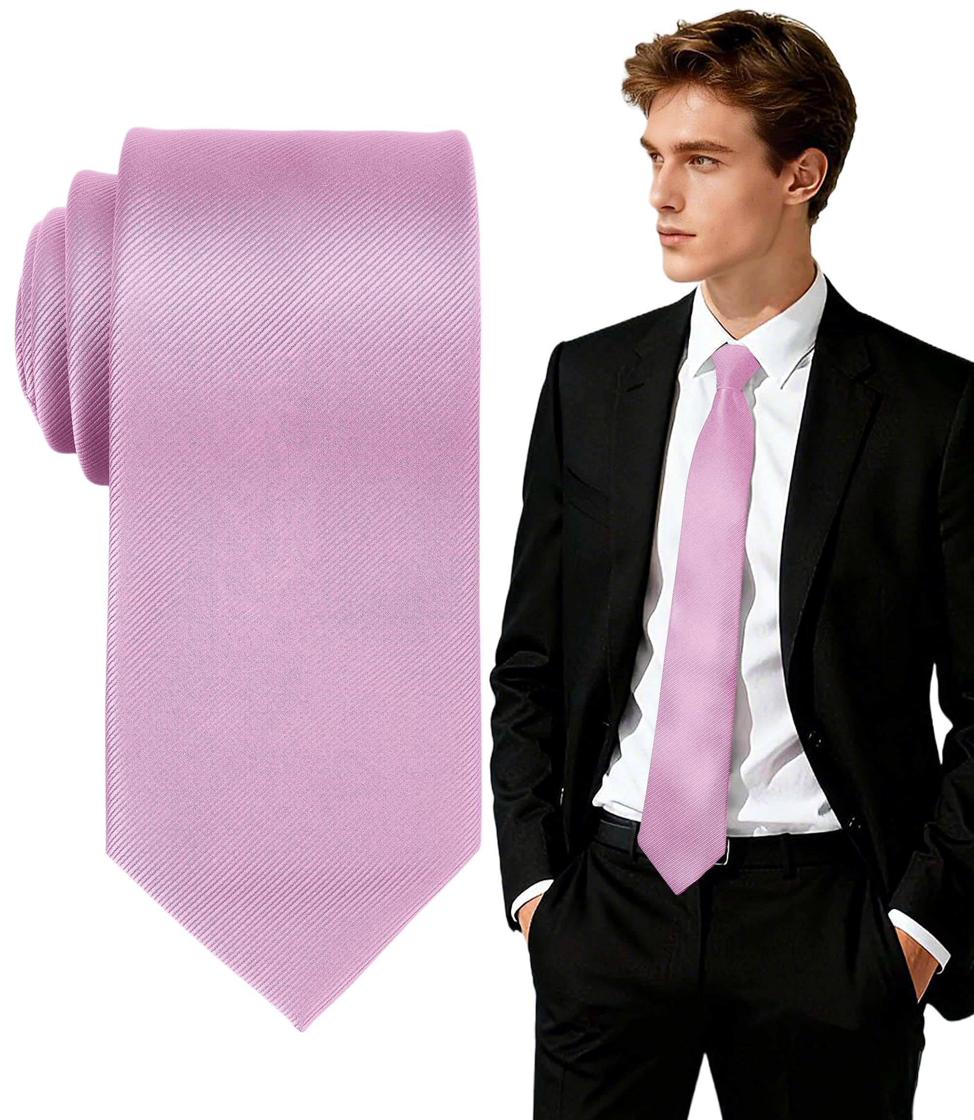 Fixsmith Men's Pink Tie, Ties For Light Neckties For Light Tie For Formal Ties For Wedding, Business, Graduation& Party, Gift For Dad, Husband, 3.15" Wide