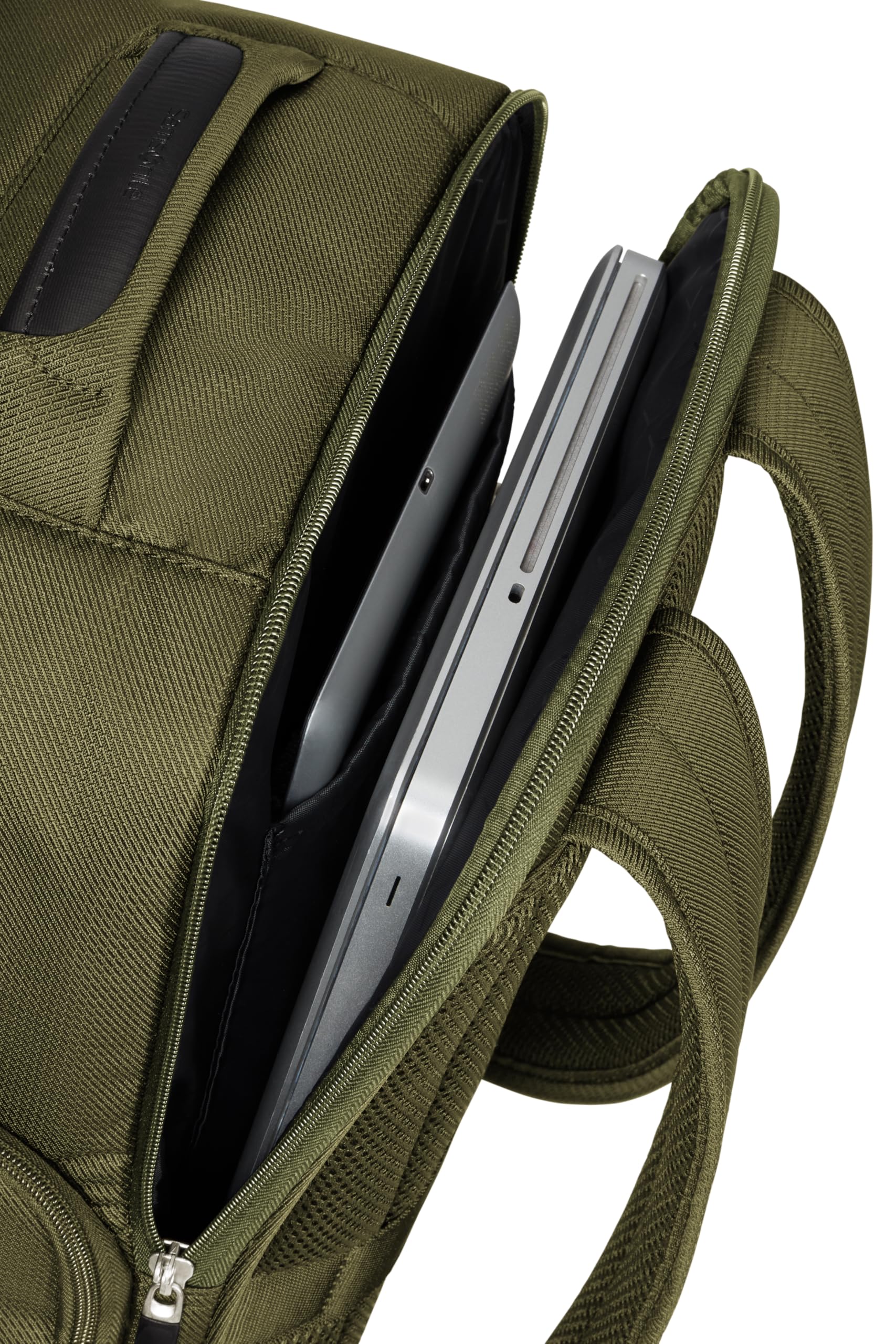 Samsonite Spark SNG Eco - Mochila de Cabina 40x30x20 cm - Equipaje de Mano para Ryanair, Wizz Air & Vueling, Bolsa Bajo Asiento con Compartimento Portátil 15.6", 26 L, 0.80 KG, Verde (Olive)