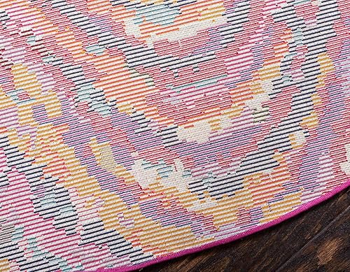 Miniatura 9 de Unique Loom Estrella Collection - Alfombra colorida y abstracta, geométrica, degradada, moderna, de 8 x 8 pies, multicolor y rosa