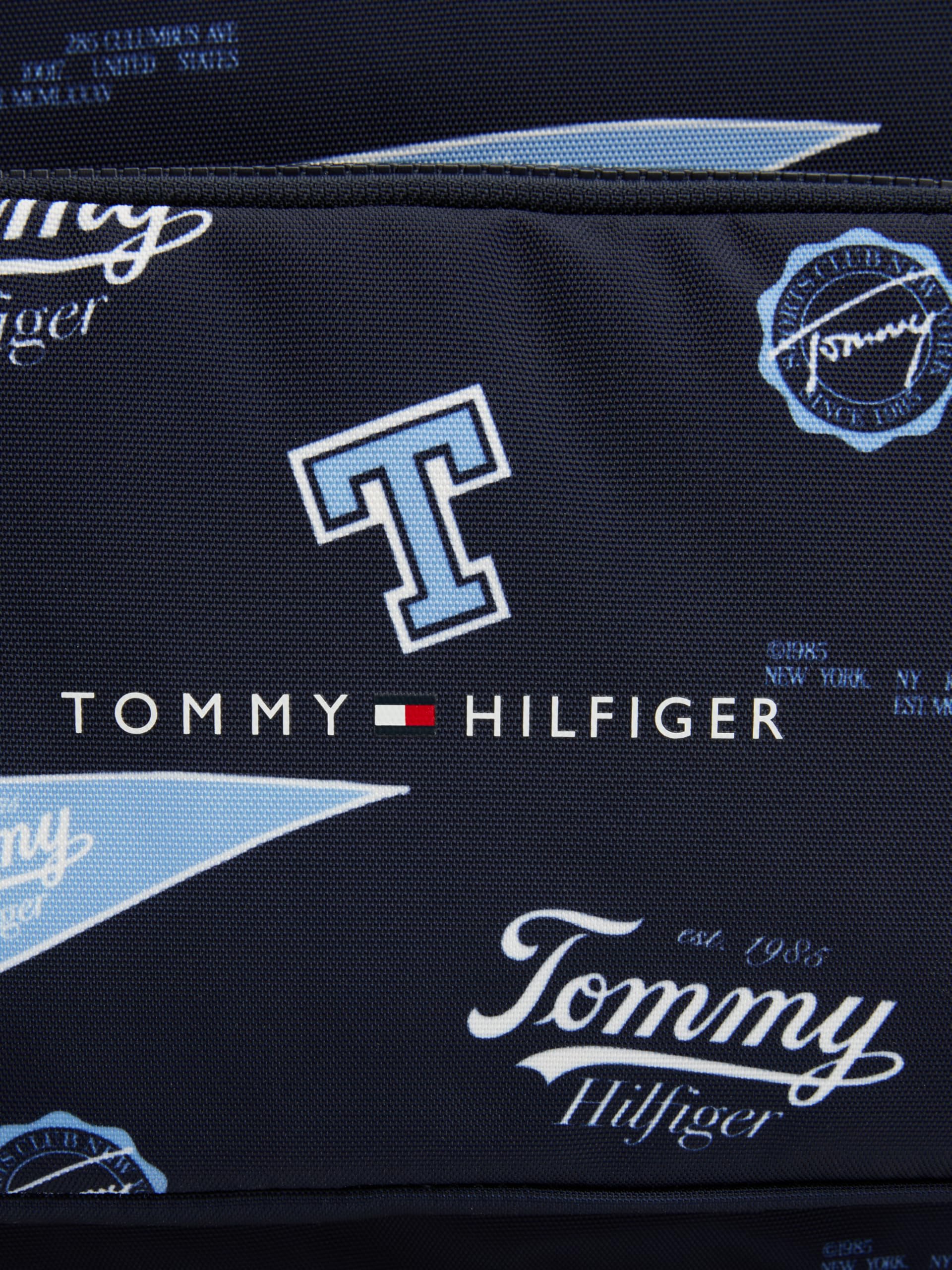 Tommy Hilfiger Mochila infantil Unisex Essential con logotipo impreso, Azul (Space Blue All Over Print), Talla Única