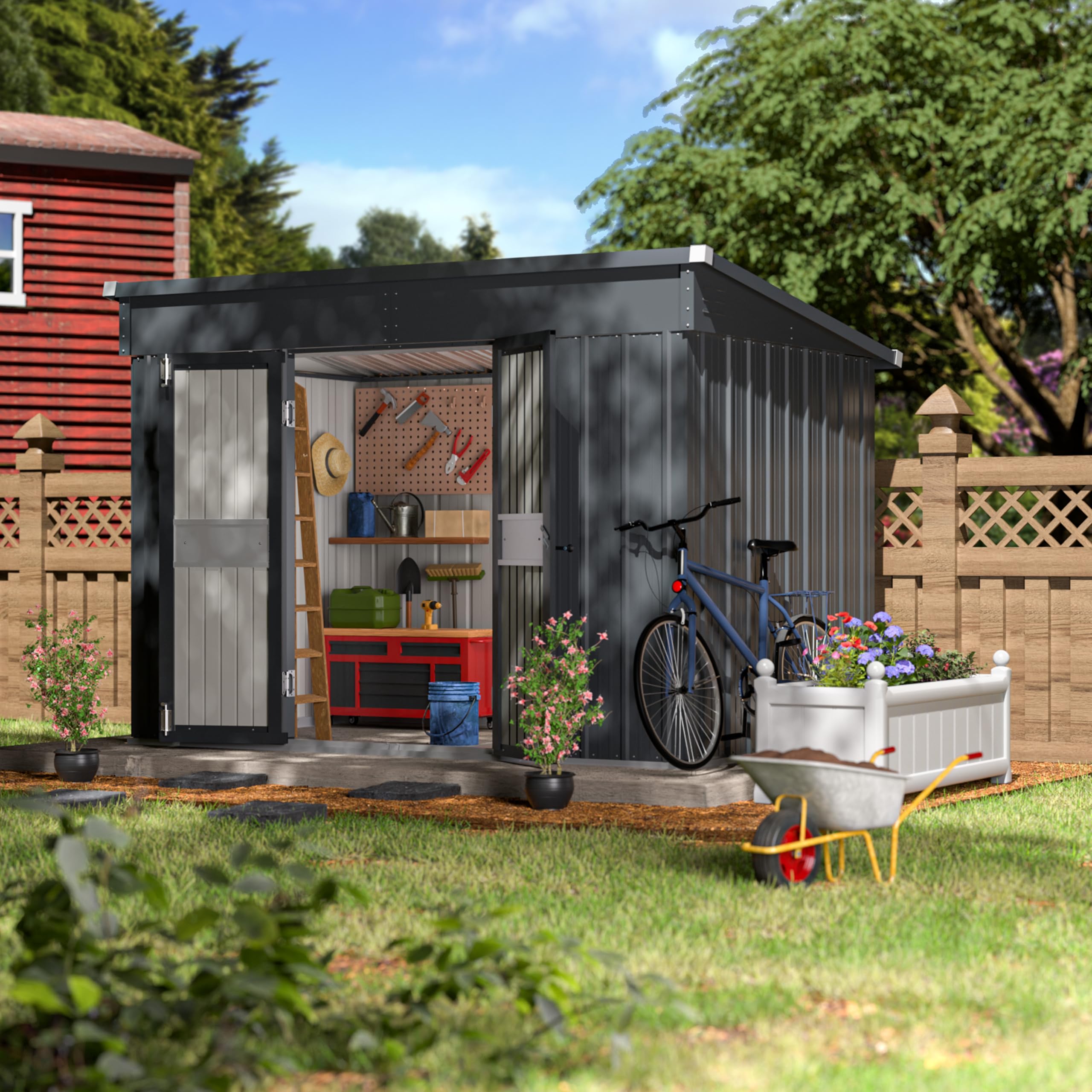 Amazon.com : Yardenaler 6x10 FT Metal Outdoor Storage Shed, Garden