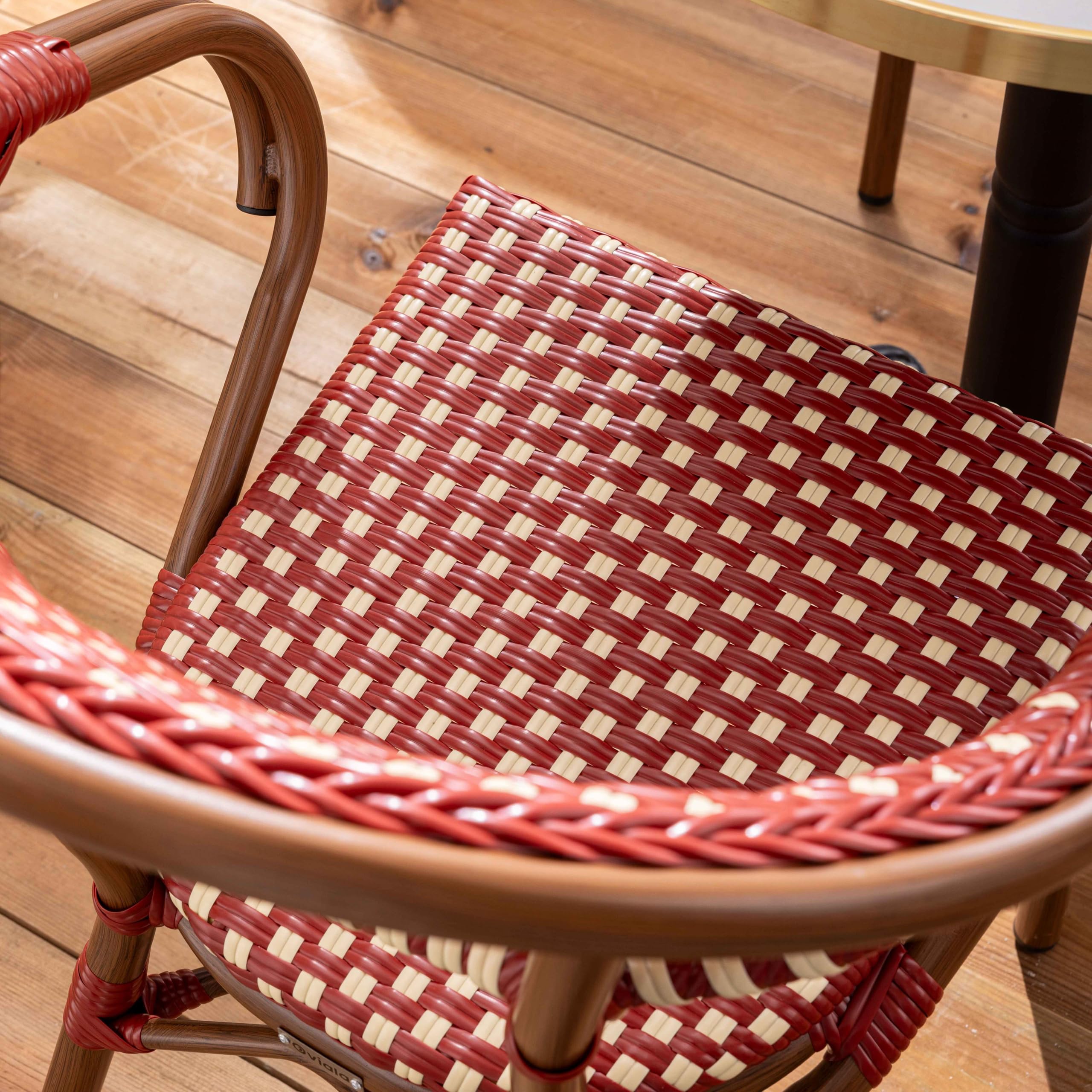 Oviala Fauteuil de terrasse bistrot Parisien en Aluminium Rouge