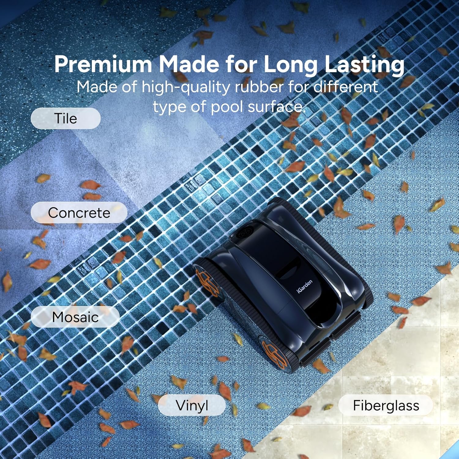 iGarden Genuine Replacement Rubber Tracks | Treads for iGarden Cordless Robotic Pool Cleaners - K Series & K Pro Series - Enhanced Durability & Performance