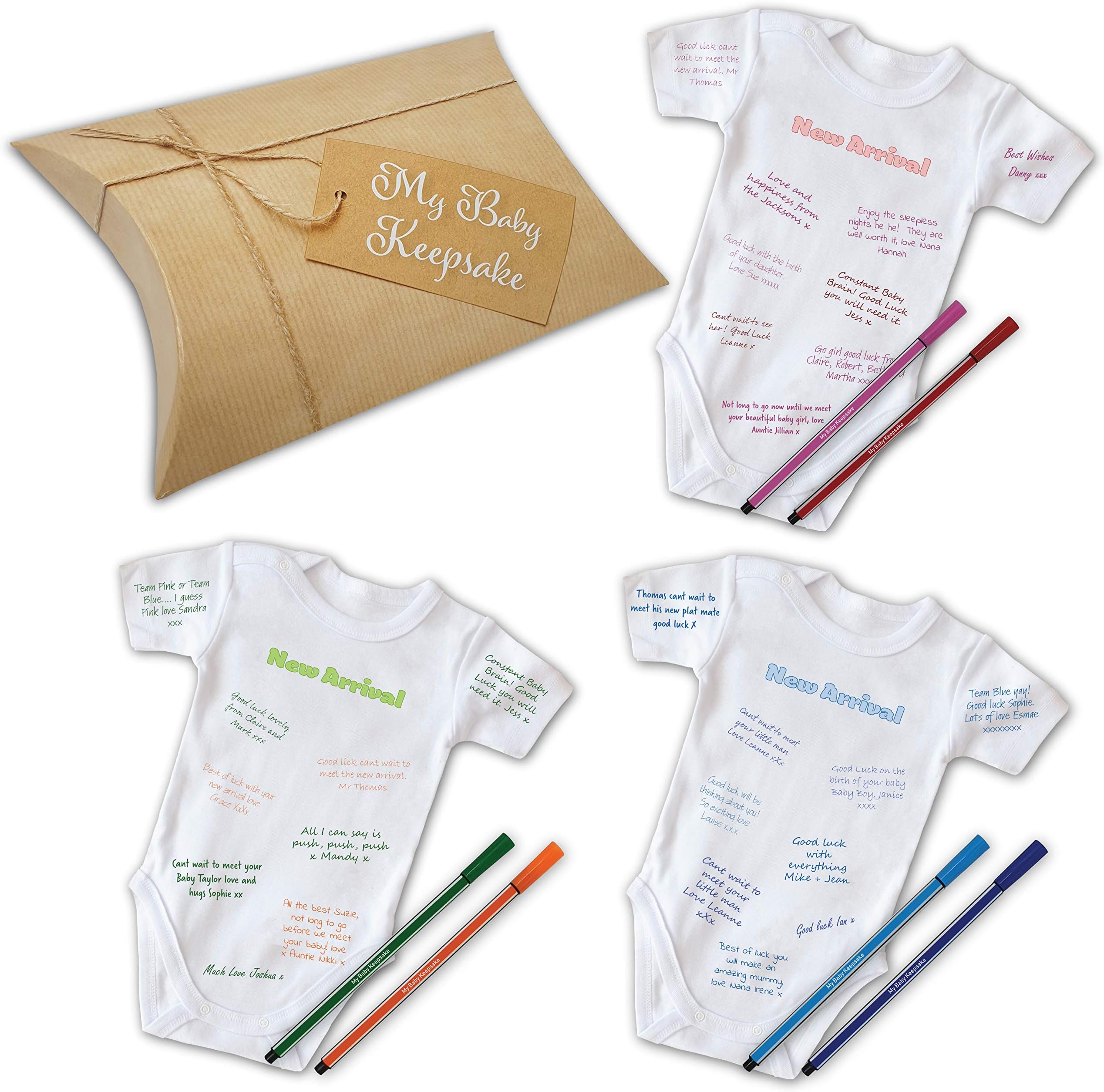 My Baby Keepsake - Personalised Baby Shower Guest Book - New Mummy Maternity Gift (Green = Unisex)