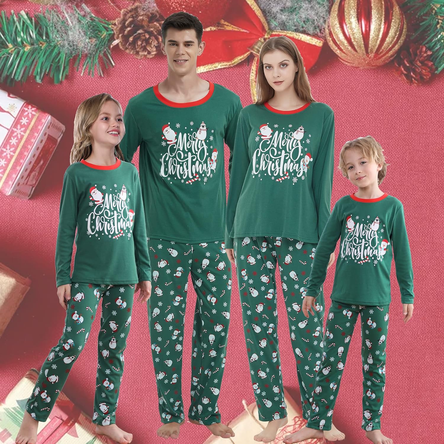 Vozanet Famliy Matching Pajama Sets With Santa Claus Patterns Christmas Sleepwear Jammies for Men Women Kids Xmas Clothes - Image 3