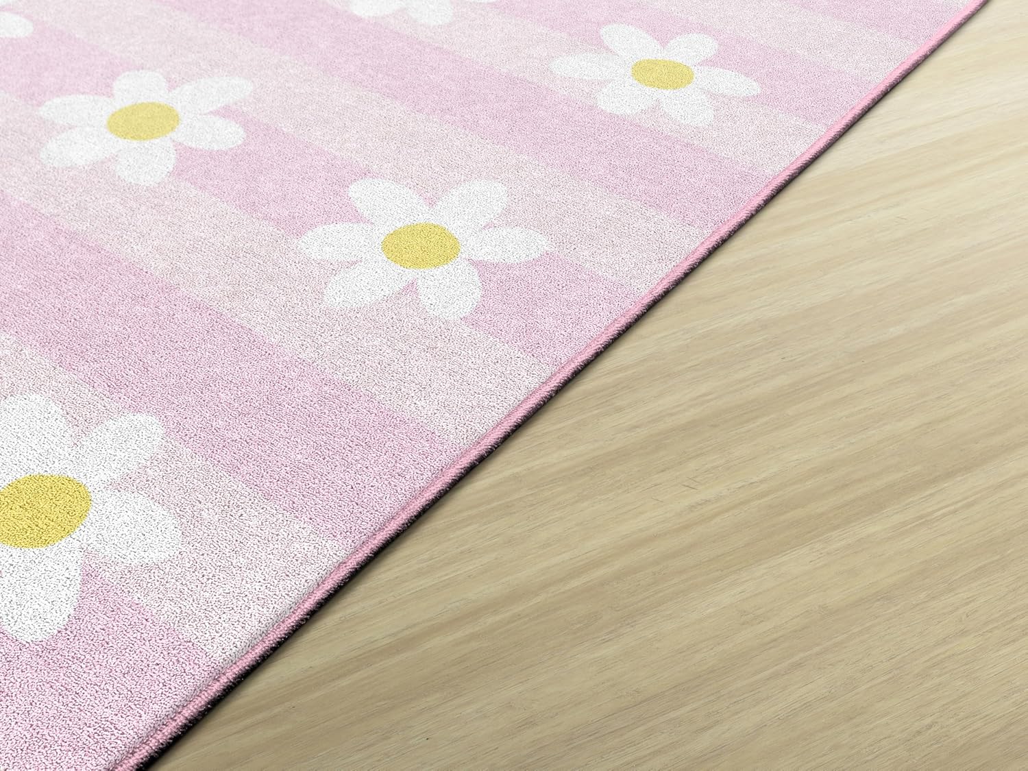 Flagship Carpets Pretty in Pastel Daisies Sit Spots On Pink Educational Area Rug for Kids Room, Children's Classroom Rug for Teaching and Playroom, 5' X 7'6"
