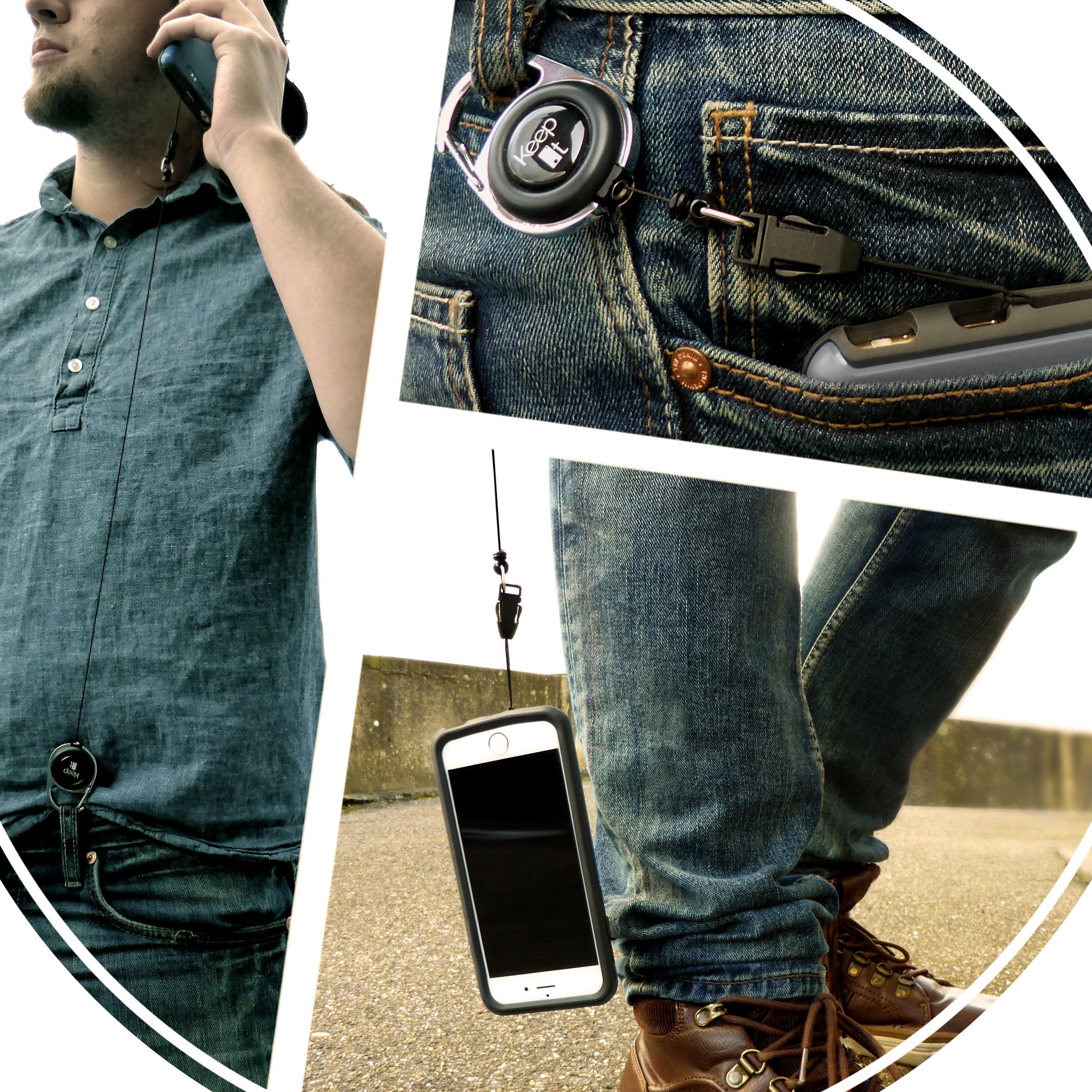 Festival gadget:JoJo mobile phone safety case with clip clasp - skater equipment - key and passport case - brand “Keep it reel” - black - Image 2