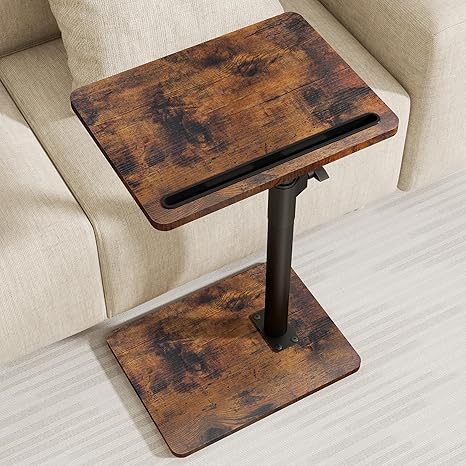 YUHFERA Couch Side Table - 360°Swivel Height Adjustable End Table,Sofa Armrest Tray Table,Snack ...
