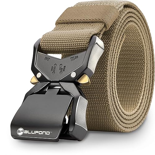 Miniatura 7 de BLUPOND Cinturón táctico con hebilla de liberación rápida - Equipo EDC - Cinturón ajustable para armas militares, senderismo, aparejos, transporte