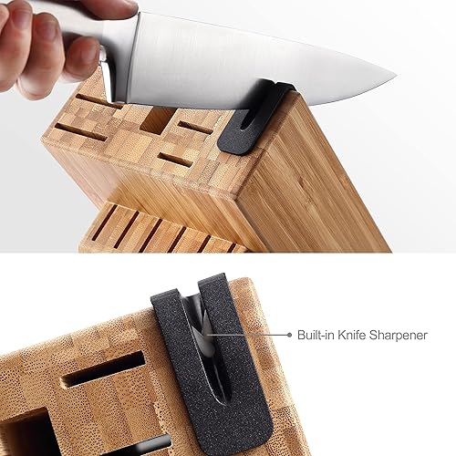 Miniatura 12 de McCook - Juego de cuchillos MC21, juego de bloques de 15 cuchillos de acero inoxidable alemán con afilador incorporado PlataNegro