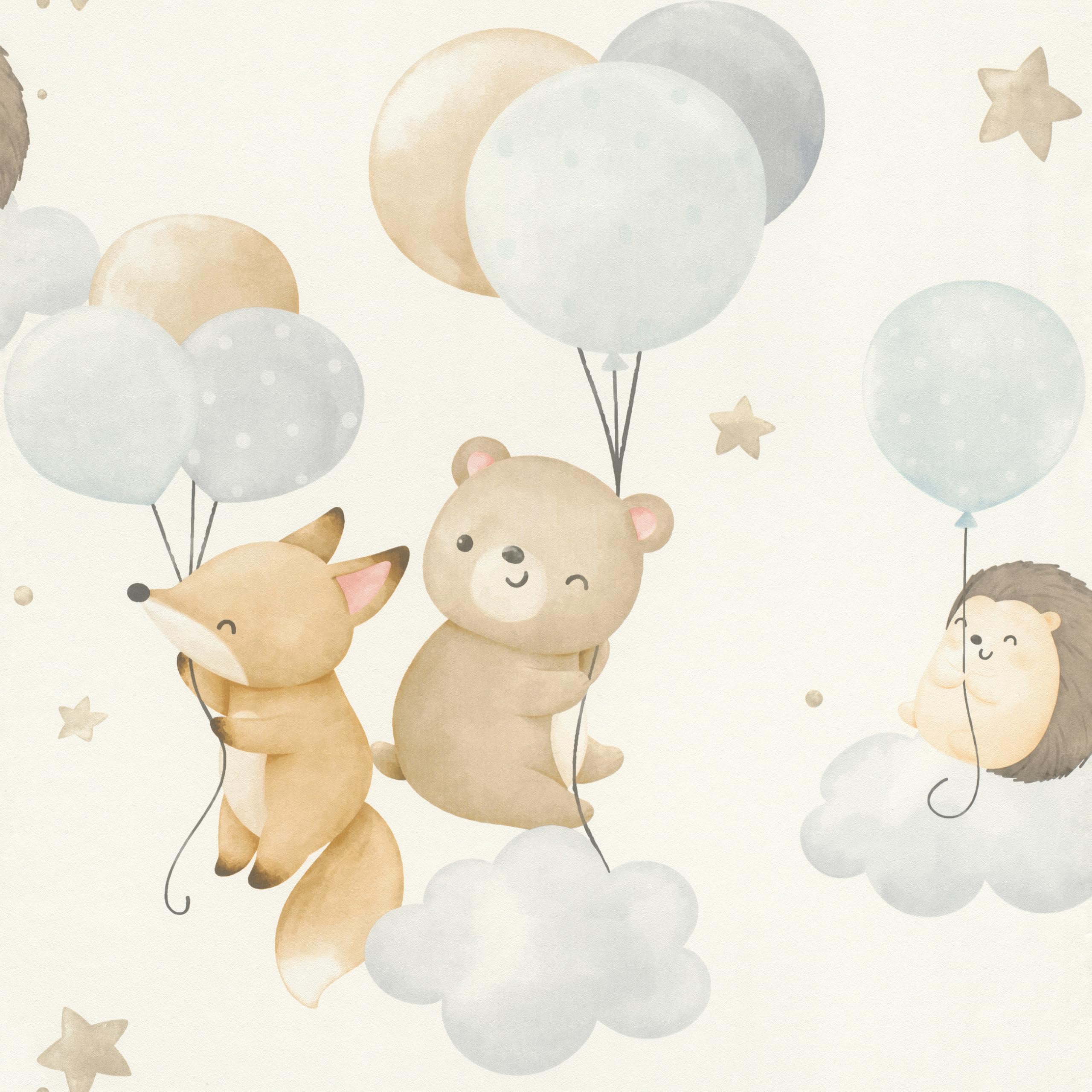 Papier peint non tisse animaux herisson ours renard rose Rasch Kids World 302127