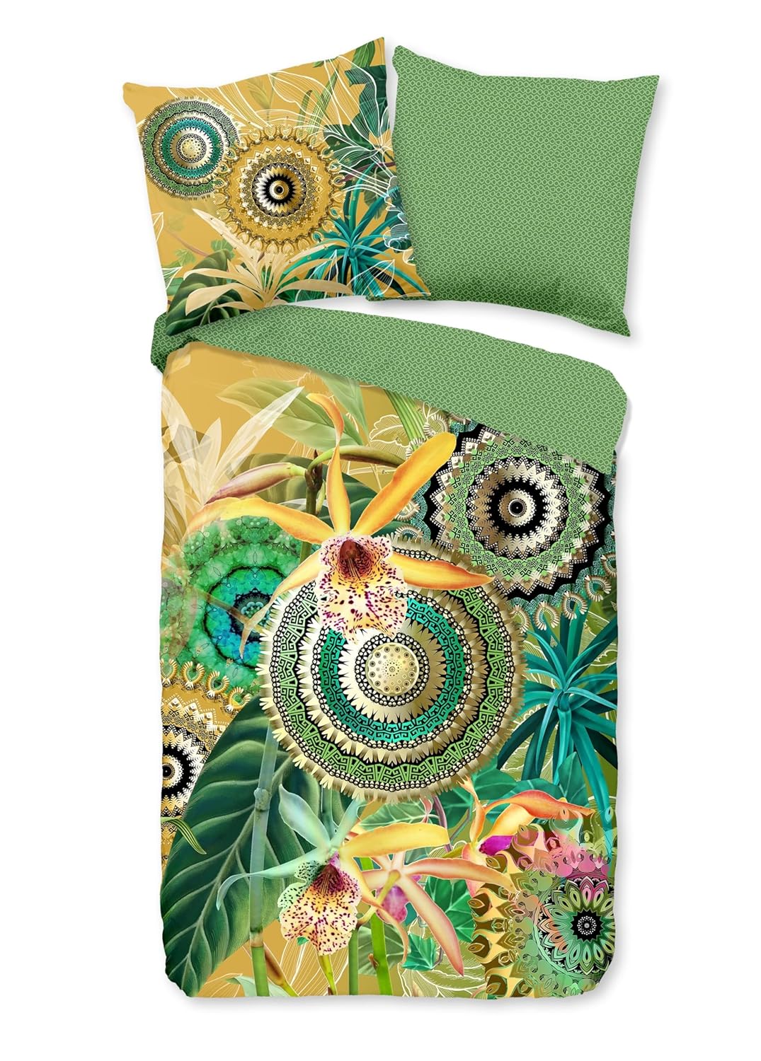 Traumschloss Bettwäsche »Satin« | 100% Baumwolle | 135x200cm | Mandalas mit Blüten | Yissa