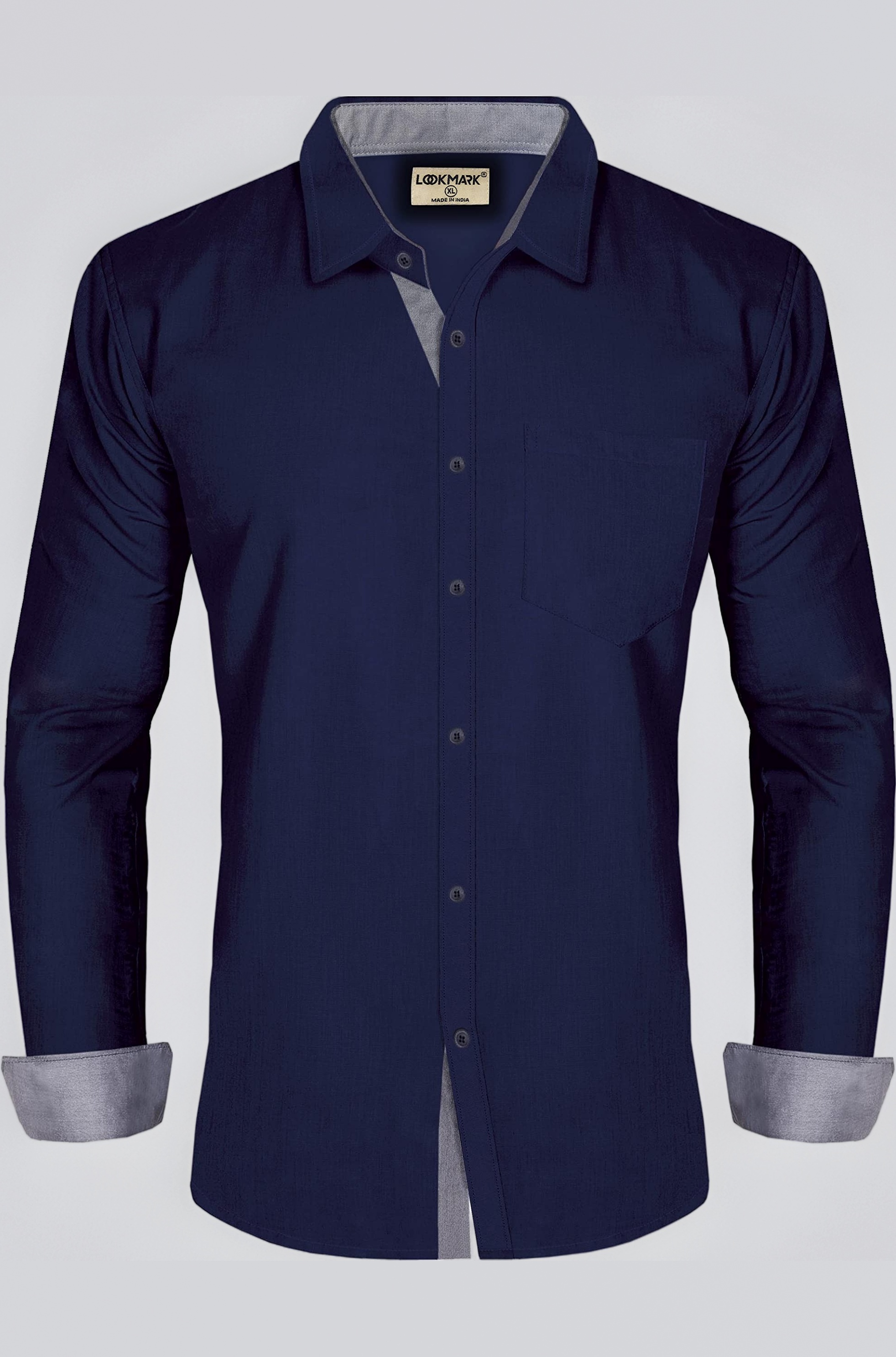 Men's Cotton Blend Stitched Solid Full Sleeve Slim Fit Shirt