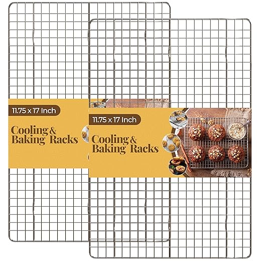 Utopia Kitchen Cooling Racks for Baking 2 Pack 11.75 x 17 Inches, Stainless Steel Wire Cookie Rack Fits Jelly Roll Sheet Pan, Oven Safe for Cooking, Roasting, Grilling