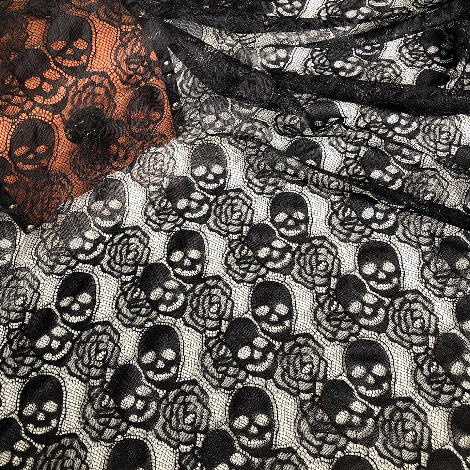 3 Yards Skull & Rose Sewing lace for Halloween Garden Decor, Garment Sewing, lace Ribbon for Home Decor
