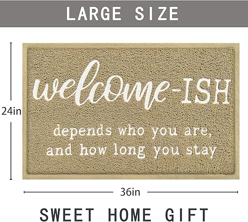 Miniatura 10 de JJUUYOU Tapetes de bienvenida para puerta delantera, entrada al aire libre, Welcome Ish Depends Who You eres, tapete de goma antideslizante