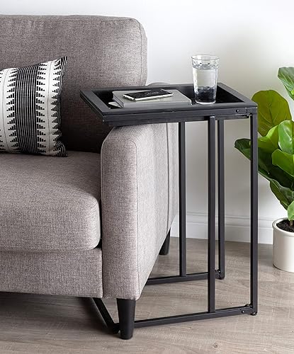 Miniatura 9 de Kate and Laurel Lockridge - Sofá industrial moderno de madera y metal, mesa auxiliar plegable, color marrón rústico claro y negro Natural,Negro