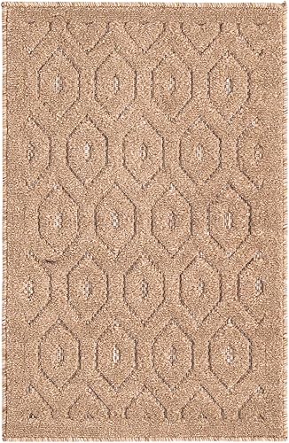 Miniatura 3 de Unique Loom Outdoor Trellis - Alfombra de área de la colección texturizada, espacial (2 x 3 pies 1 pulgada, rectangular, beige)