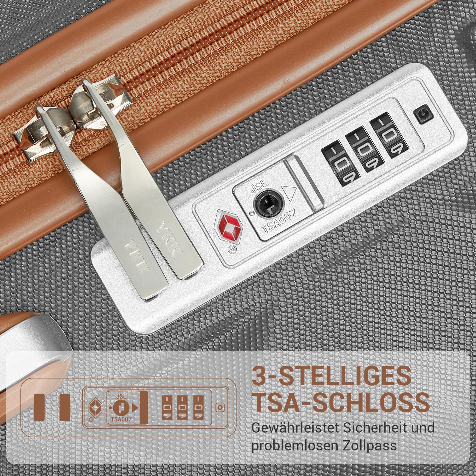 British Traveller Hartschalenkoffer Groß 74.5 x 49 x 30.5 cm, Reisekoffer aus ABS + PC mit TSA-Schloss, Koffer Trolleys mit 4 Rollen für Reisen und Business, Grau