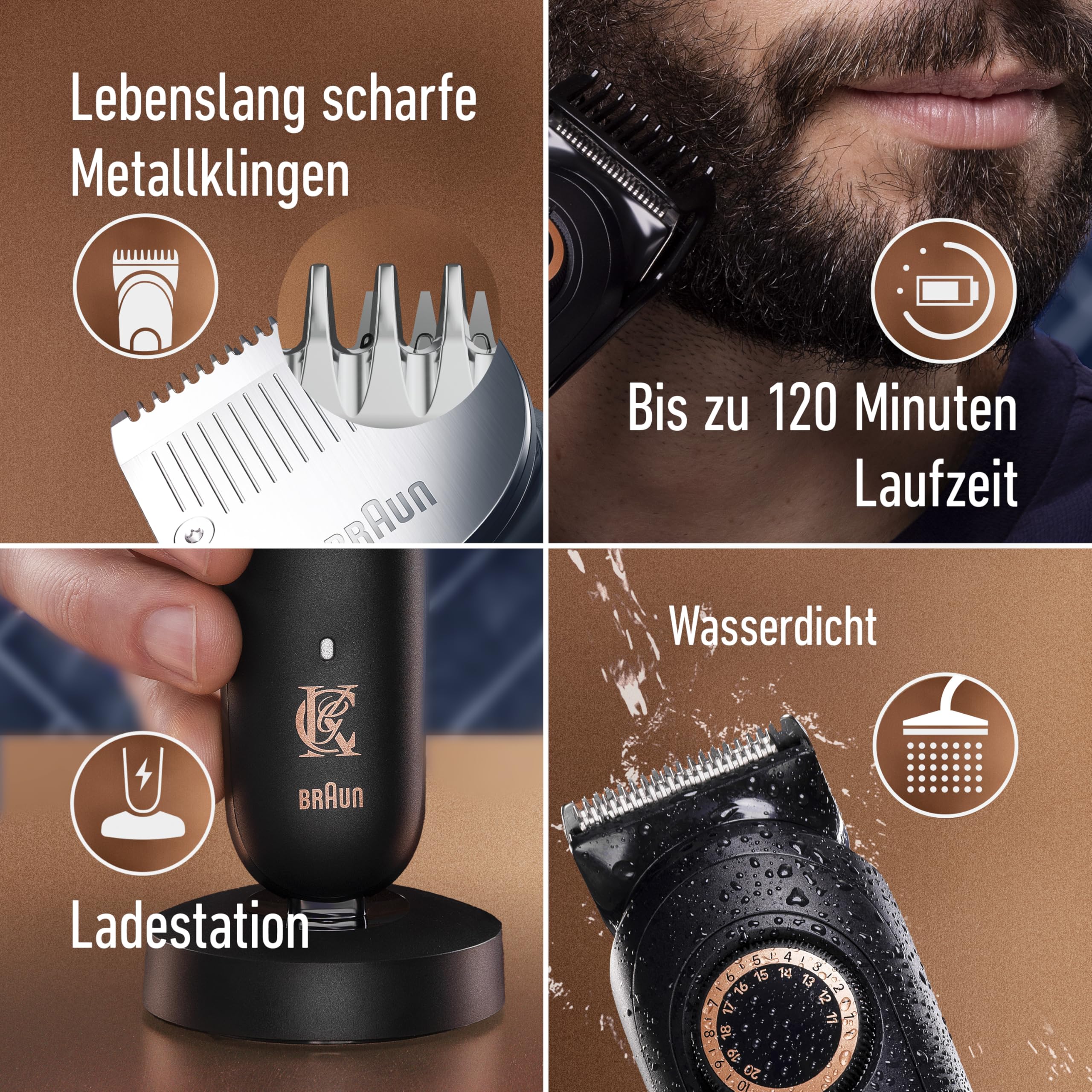 King C Gillette Barttrimmer Herren PRO, Kabelloser Bartschneider mit 40 Längeneinstellungen und Style-Lock — Inkl. Trimmer, 1 Reinigungsbürste, 4 auswechselbare Kammaufsätze und 1 Ladekabel — Schwarz