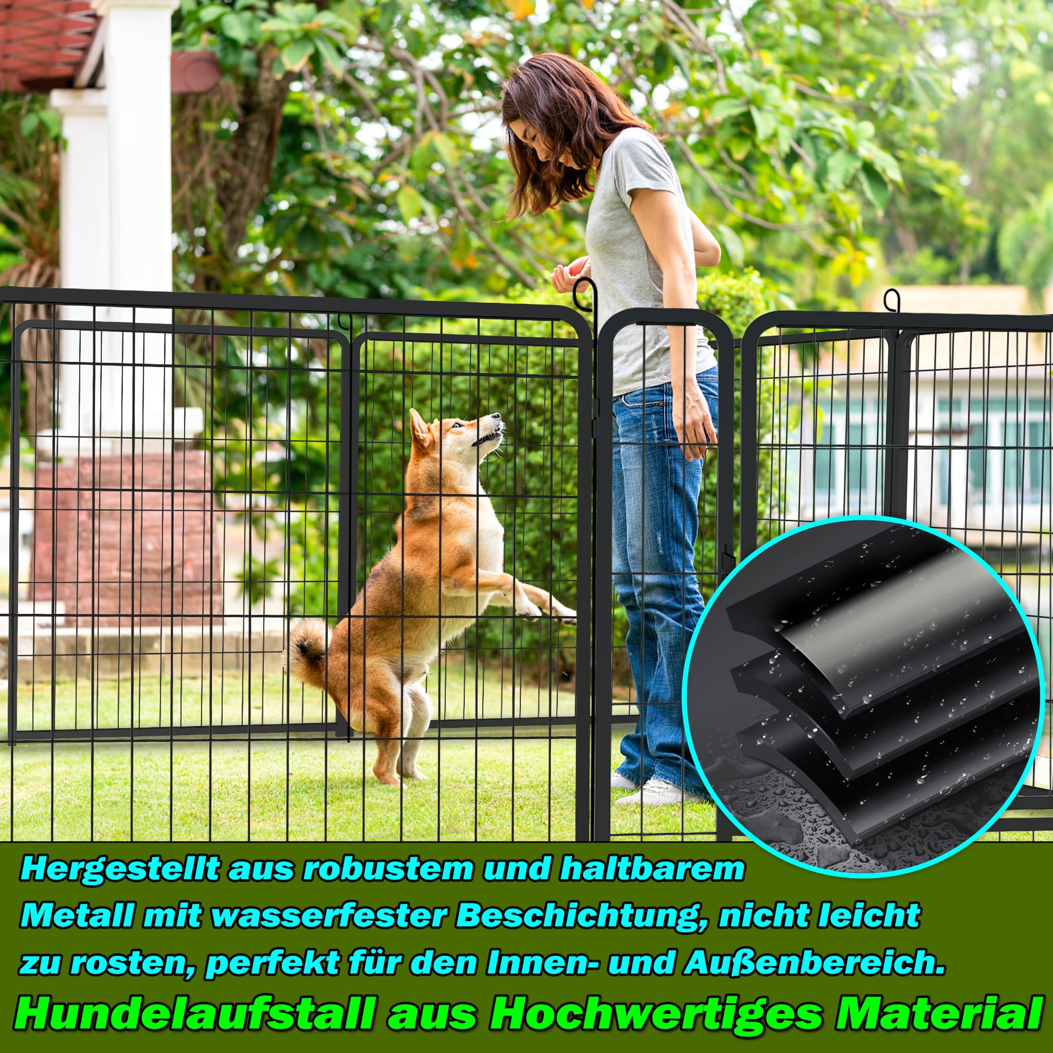 HENGMEI Barrera para cachorros, 80 cm, 12 piezas | Caja para perros, plegable, parque para perros, gatos, conejos, interior y exterior