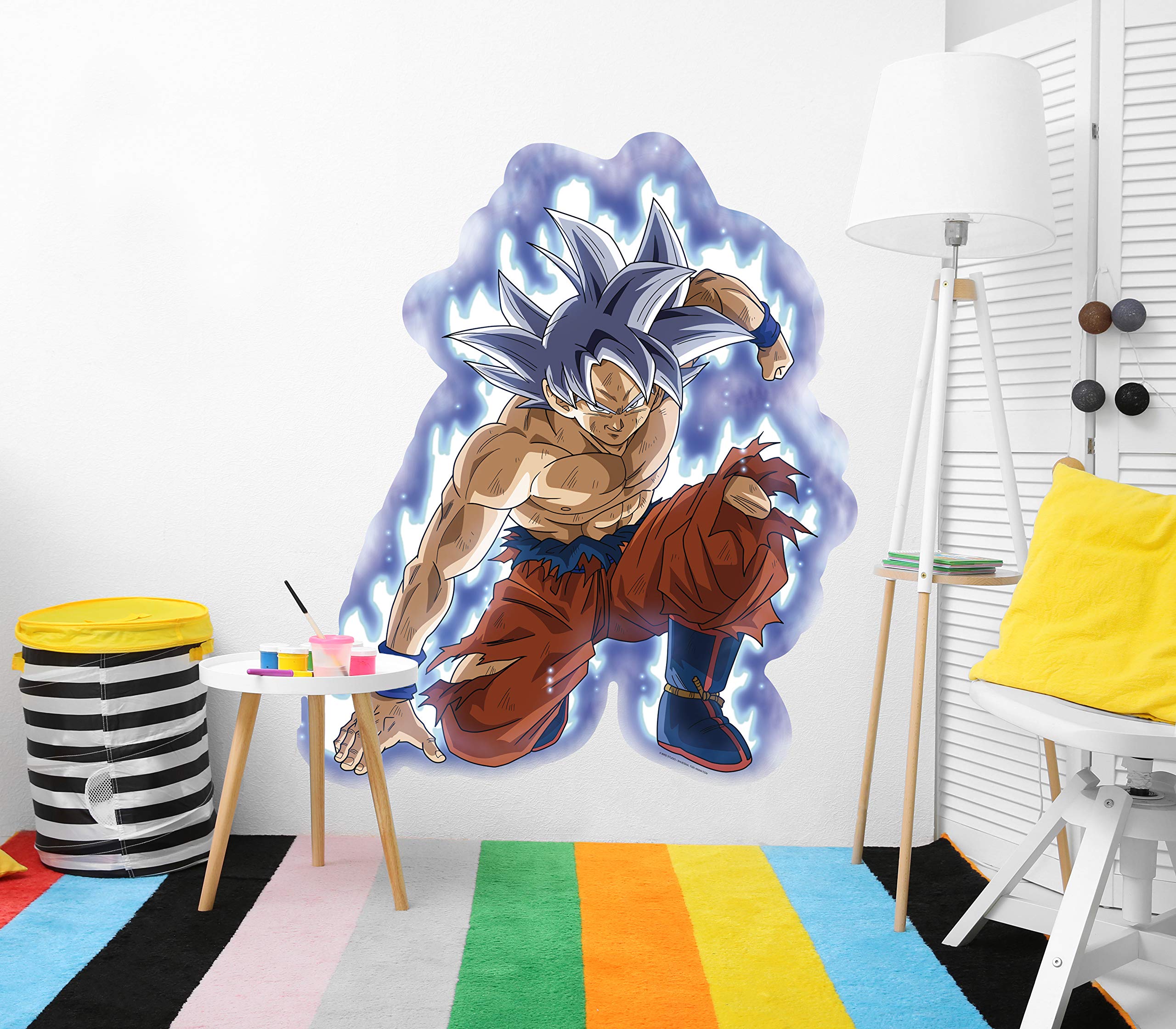 Oedim Vinyle Mural Taille réelle Dragon Ball Super Goku Ultra Instinct Produit Officiel Plusieurs mesures Vinyle pour Murs Produit Original Vinyle adhésif Mural Décoration intérieure DBS 94x110cm