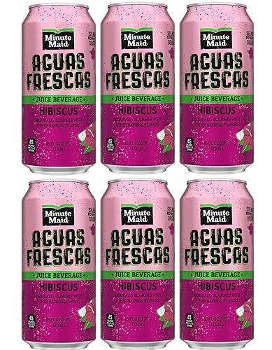 Minute Maid Aguas Frescas - Bebida de jugo, latas de 16 onzas, paquete de 6 (hibisco)