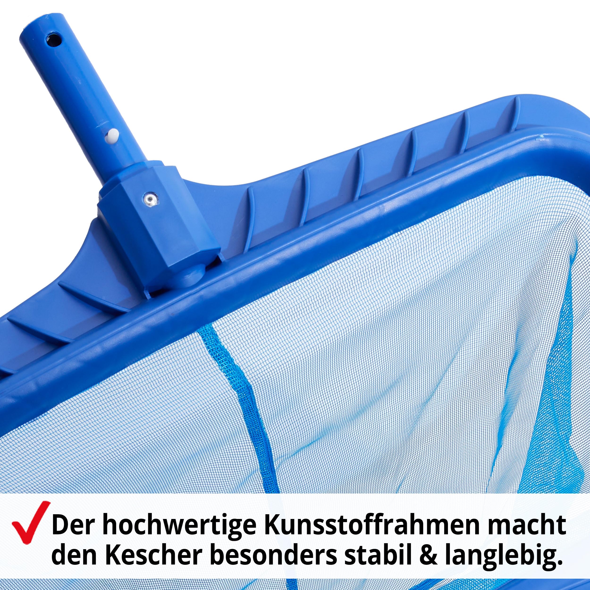 Hecht Kescher Pool, wahlweise mit Teleskopstange – extra großes Netz, feinmaschig – Poolreinigung – Wasserpflege – Für Schwimmbad, Pool, Planschbecken, Whirlpool, Teich (Modell 3 + Teleskopstange)