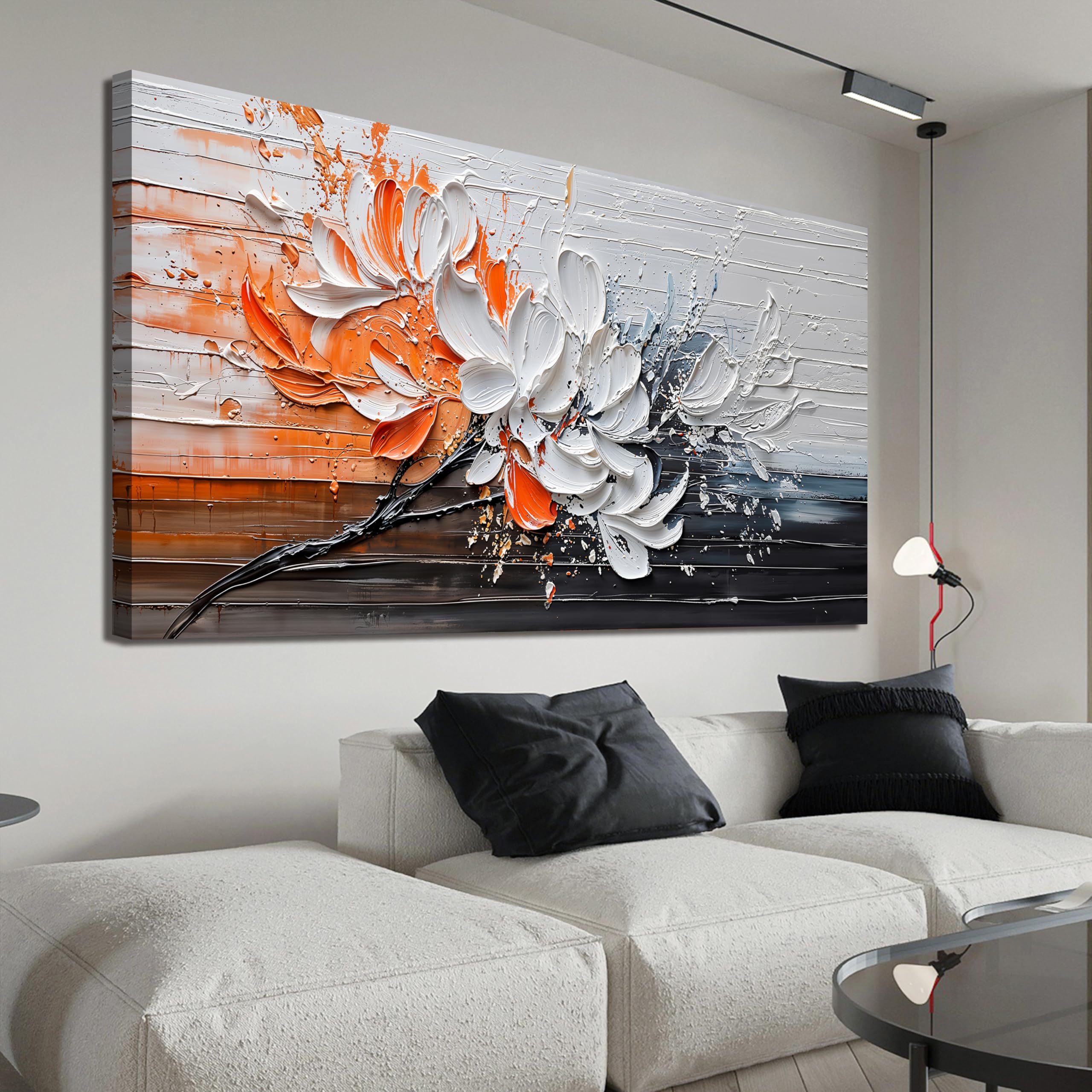 Canvas Wall Art Decor Large Canvas Wall Art for Living Room Artwork for Walls Vintage Wall Art Pictures White Flowal Wall Art Decor Wall Paintings Prints Art Work for Home Decor 29" x 58"