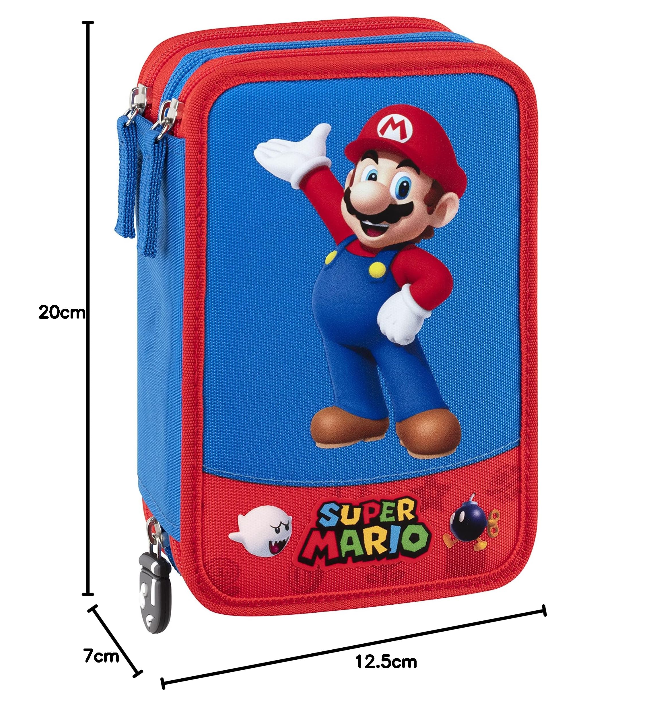 Franco Cosimo Panini 3zip, piórnik 3 unisex dla dzieci i młodzieży, niebieski (niebieski), jeden rozmiar