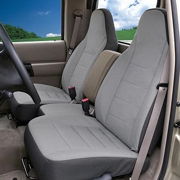 2Pcs 60/40 Cloth High Back Bench Seat Cover Fit for Ford Ranger XLT Front 1998 1999 2000 2001 2002 2003 Without Console Cover Silver