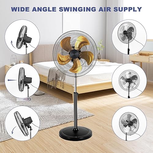 Miniatura 3 de Aottop Ventilador oscilante de pedestal de alta velocidad de 18 pulgadas con control remoto y pantalla LCD, ventilador de pie resistente de 5