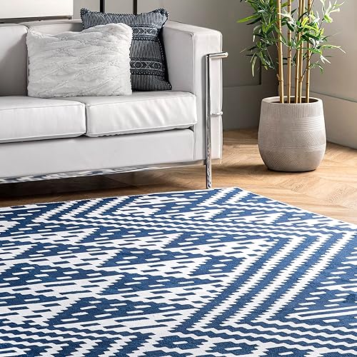 Miniatura 9 de nuLOOM Chiara - Alfombra geométrica moderna ultra fina lavable a máquina, 5 x 8 pies, azul marino