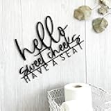Wooden Hello Sweet Cheeks Have a Seat Sign for Backdrop, Funny Bathroom Wall Decor, Humorous Restroom Toilet Wall Decoration for Home