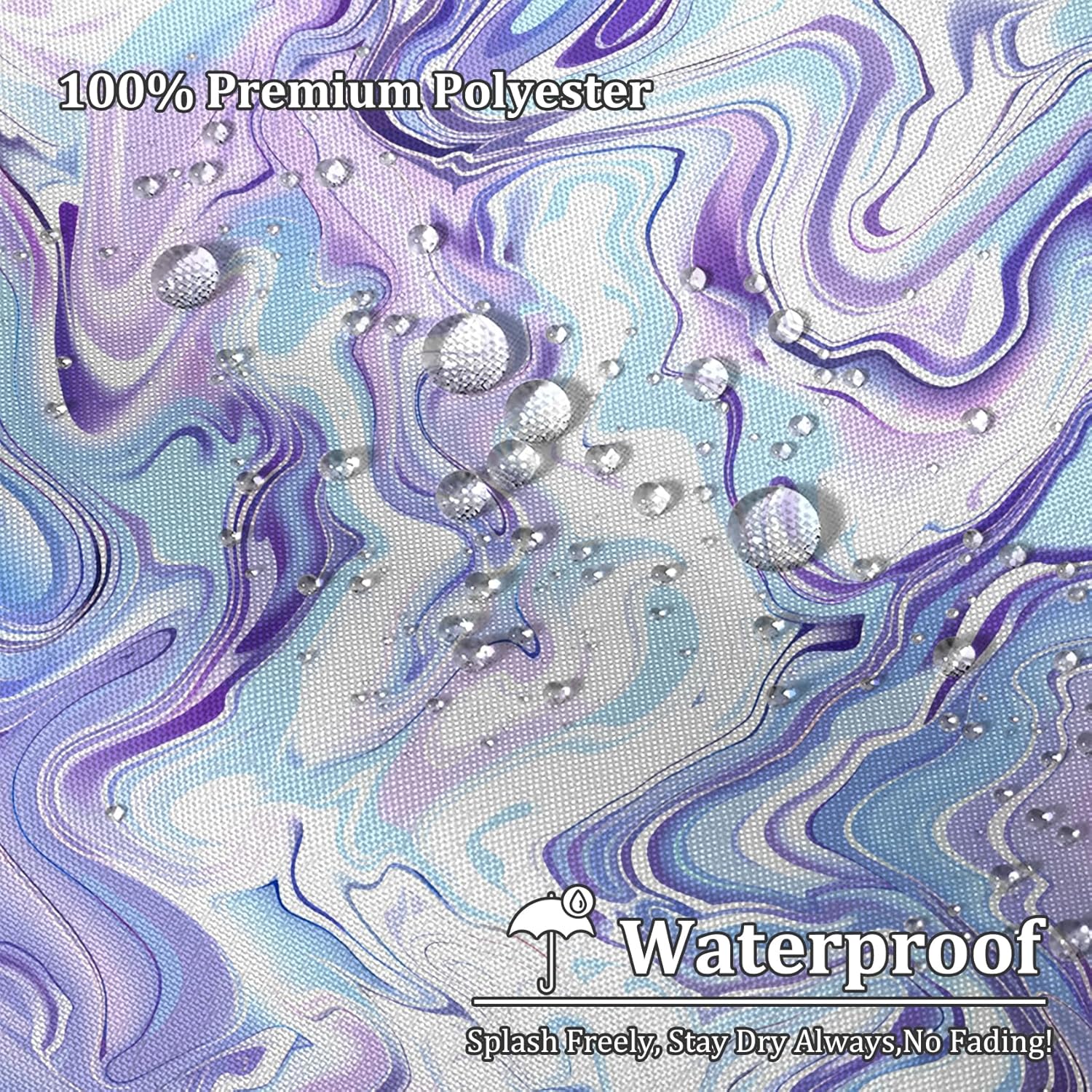 Renaiss 72 x 96 Inch Purple Marble Shower Curtain Sets Modern Abstract Ocean Water Waves Shower Curtain for Bathroom Decor White Blue Marble Waterproof Fabric Bathroom Curtain Set with Plastic Hooks