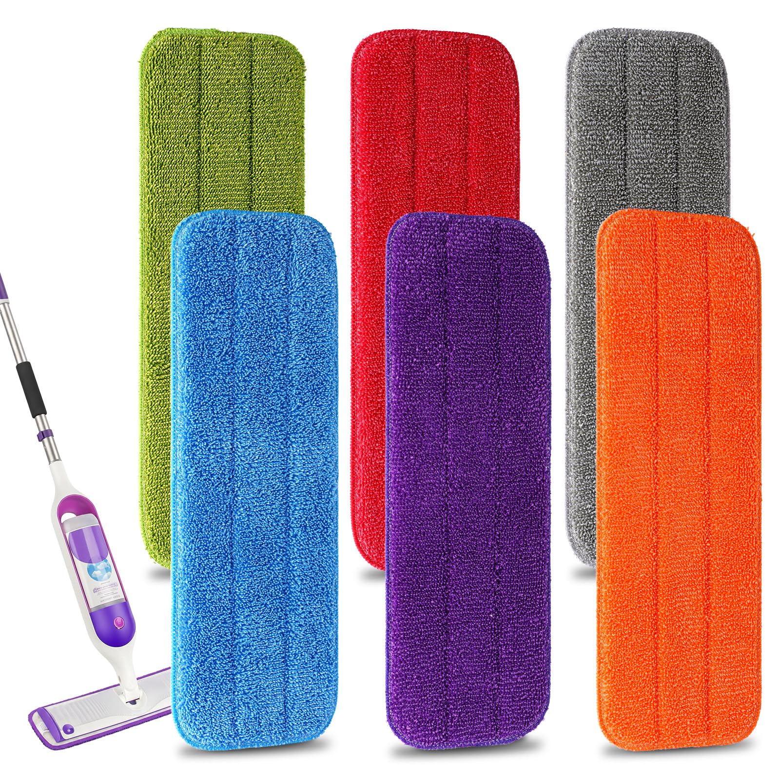Microfiber Replacement Mop Pads,18" X 6" Wet&Dry Home&Commercial Cleaning Refills,Colorful Reusable Floor Mop Pads,Washable Floor Cleaning Pads,6 Pack-image-10