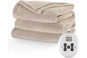 Sunbeam Royal Luxe Mushroom Heated Blanket - Twin