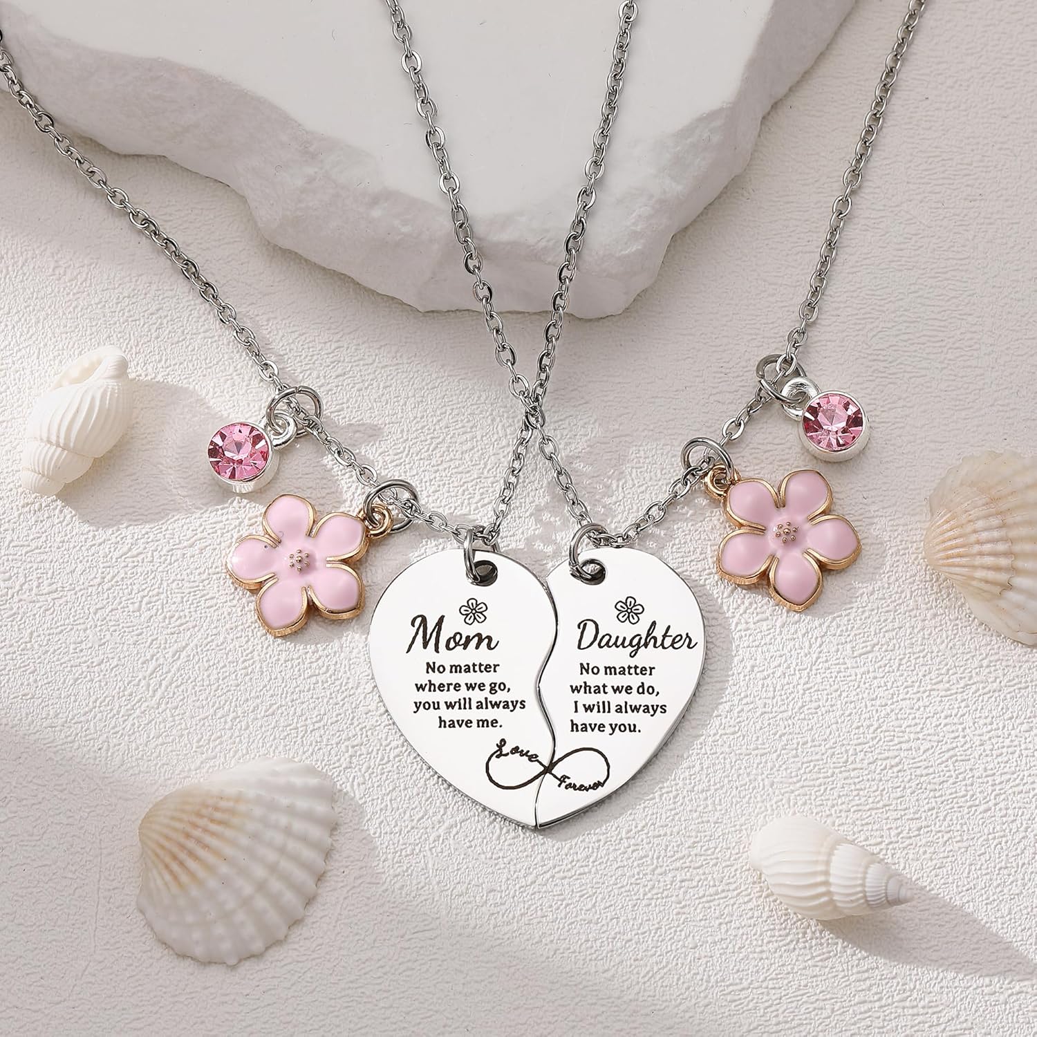 2 Pcs Mother Daughter Heart Matching Necklace Set Gifts for Mom Mothers Day Birthday Chrismas Gifts from Daughter. - Image 9