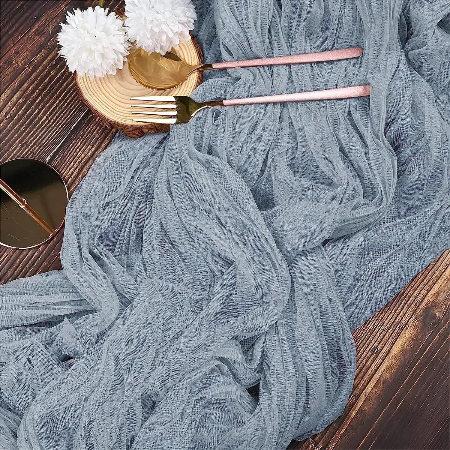 Table Runner for Home Decor 10PCS 90*180CM Voile Cheesecloth Table Runner 70inch Soft Rustic Gauze Runnerfor Wedding Birthday Party(Color 7)