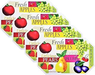 4 Pack Deluxe Vinyl Placemat Set Latest Decoration Patterns Non-Slip Ease Wipes Clean (Fresh Fruit) - Buy now