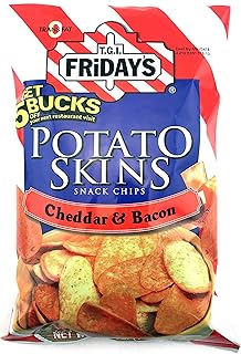 T.G.I. Friday Potato Skins Snack Chips, Cheddar & Bacon, 5.5 Ounces (Pack of 3)