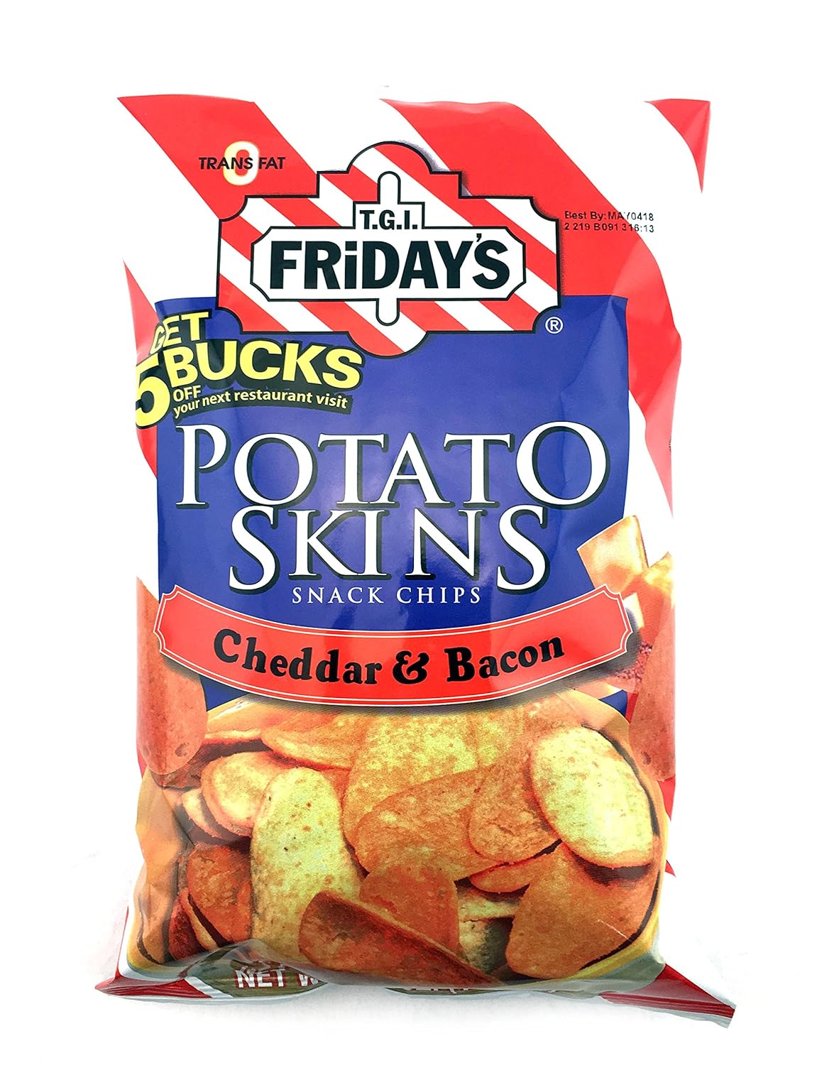 T.G.I. Friday Potato Skins Snack Chips, Cheddar & Bacon, 5.5 Ounces (Pack of 3)