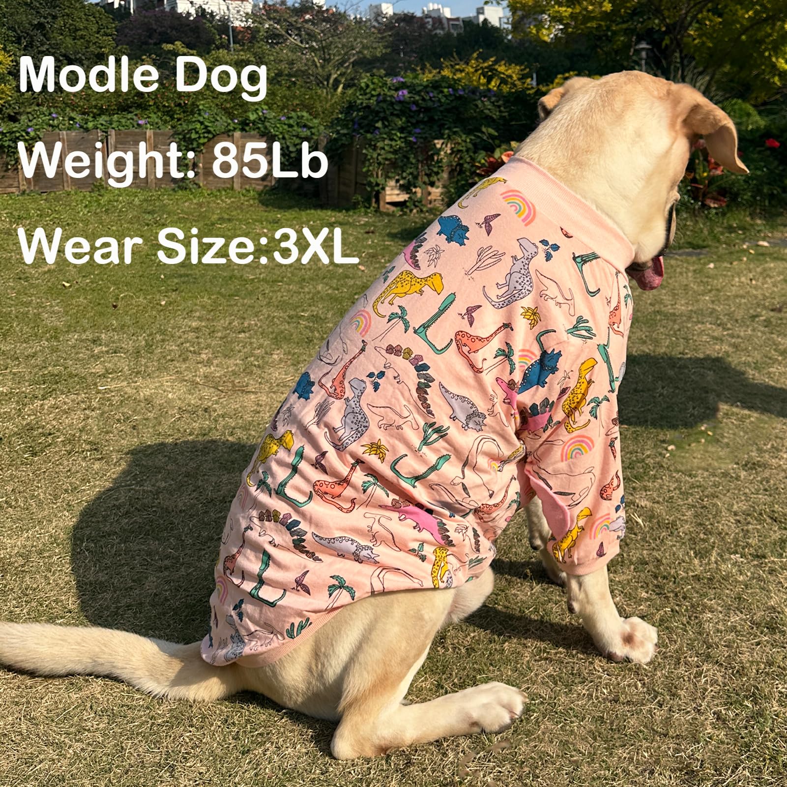 Camisetas para perros con patrón de dinosaurios coloridos, ropa para perros grandes, medianos y pequeños, transpirable, ropa de algodón elástica para perros (XL, dinosaurio colorido)