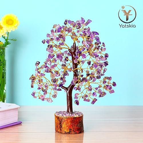 Miniatura 65 de YATSKIA - Árbol de cristal turquesa Feng Shui, alambre, bonsái Buhha, estatua reiki, Chakra curativo energía positiva, buena suerte dinero regalos