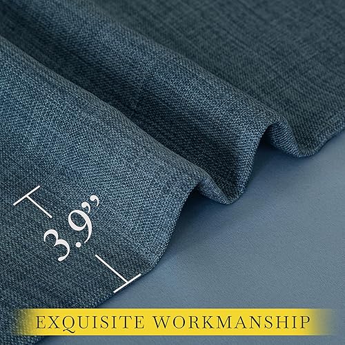 Miniatura 9 de NICETOWN Cortinas de lino para oscurecer la habitación de la sala de estar de 96 pulgadas de largo, plisadas, mezcla de lino sintético con bloqueo