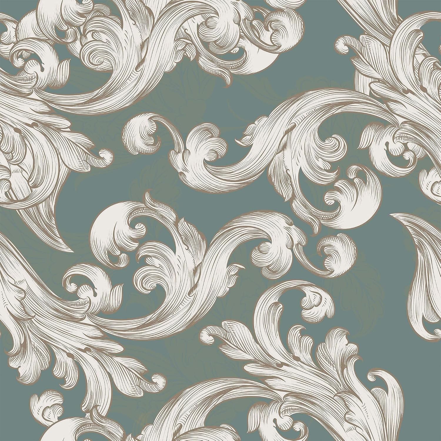 SpeedWallpaper Blue Acanthus Peel and Stick Removable Wallpaper 5044