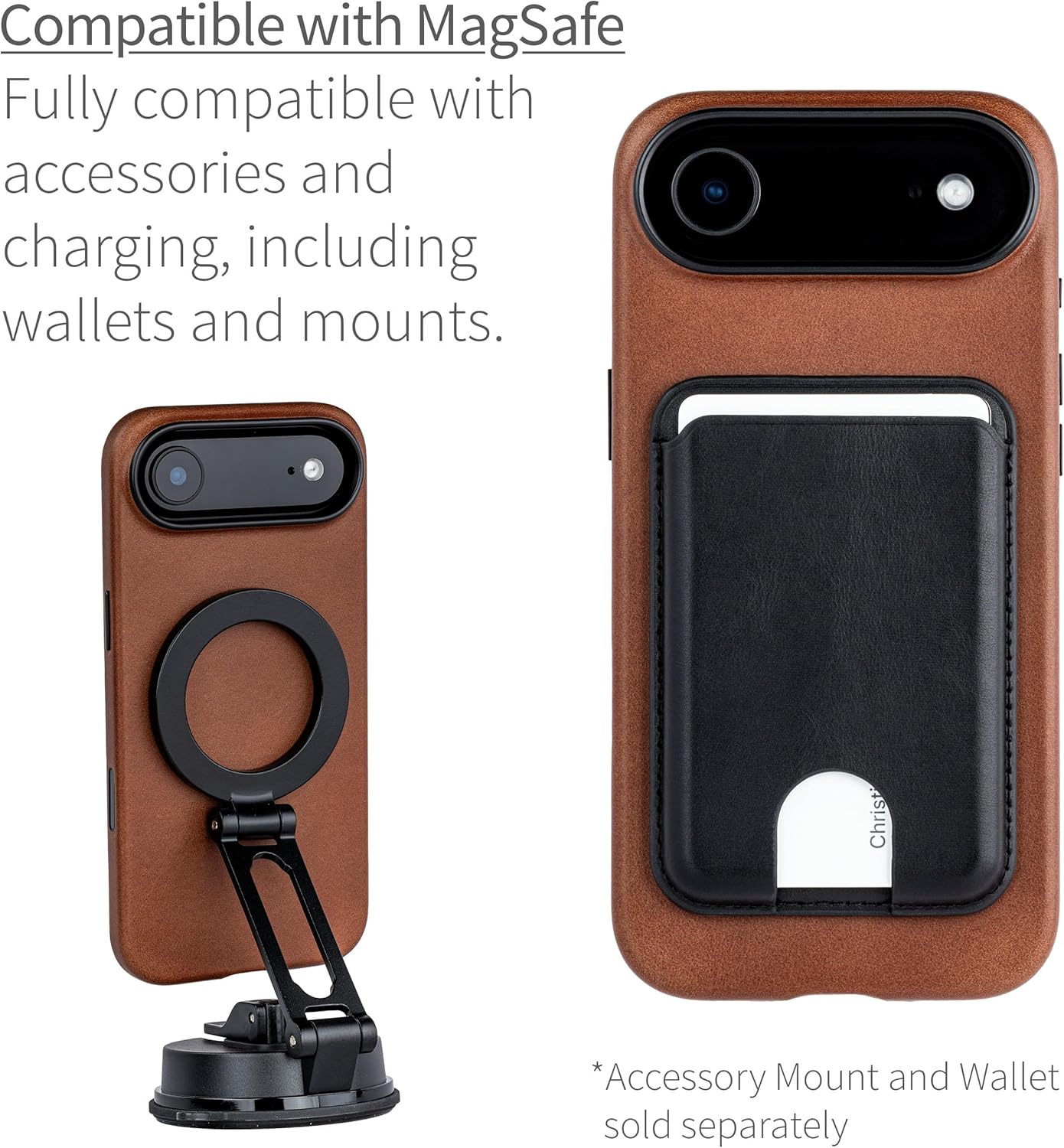 Dockem Genuine Leather Case for iPhone 17 Air Compatible with MagSafe, with Capacitive Camera Control Button (MSGL, Brown) - Image 5